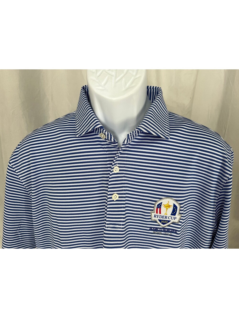 Holderness & Bourne Men's Blue White Striped Mint Condition Ryder Cup Polo L